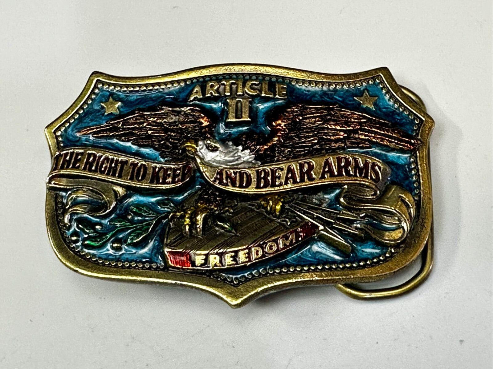 The Right To Keep and Bear Arms Article II VTG 1982 Great American Belt Buckle