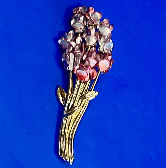 Vintage Danbury Mint For Avon Red Rose Bouquet Brooch Dm 97 Gold Plated Broach