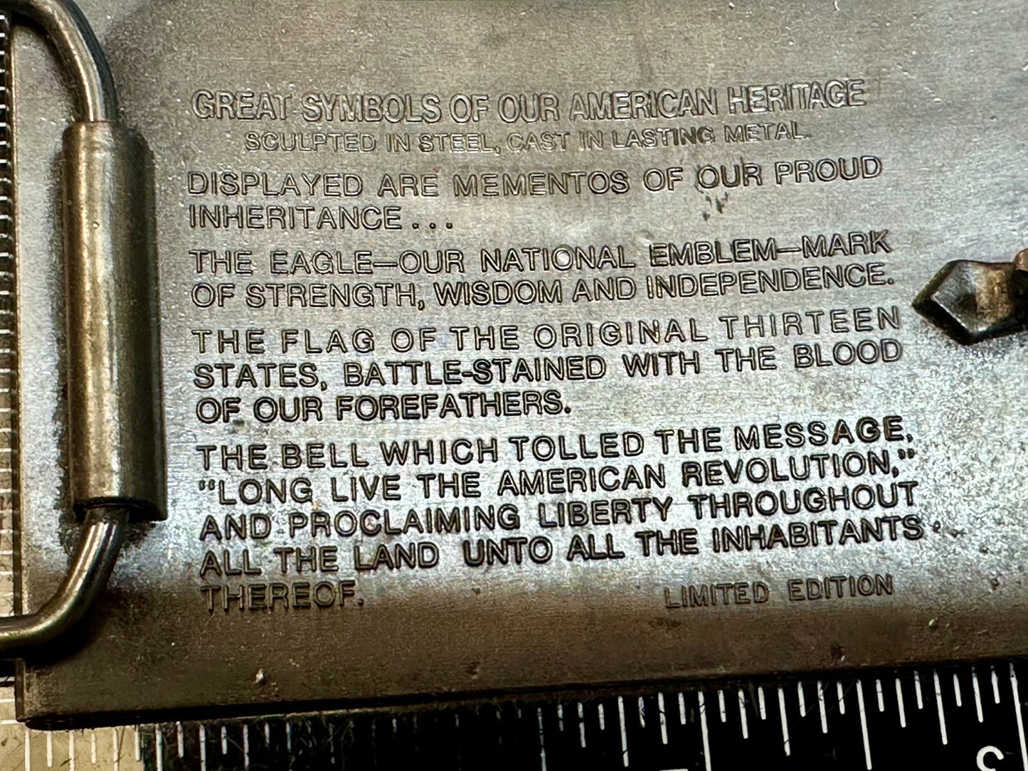 American Heritage Symbol Bicentennial Eagle Bell State Flag Belt Buckle