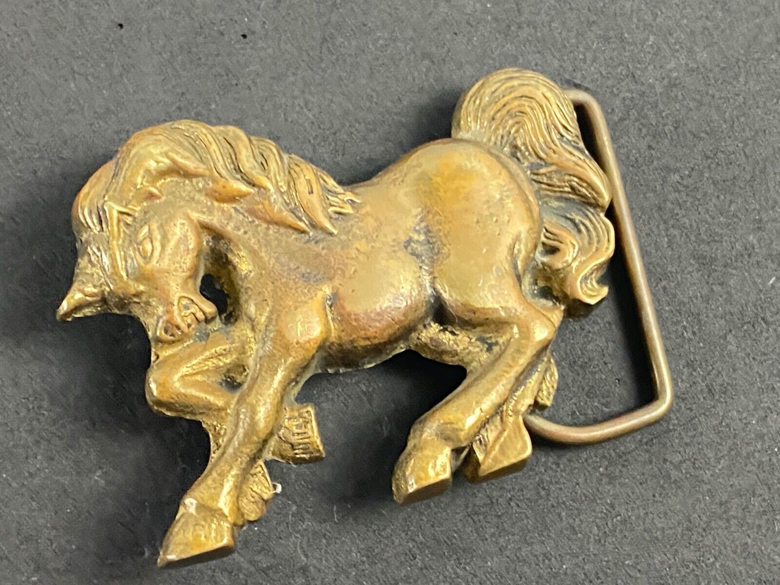 Unicorn Solid Brass Hippy Style Belt Buckle - Signed 6189 Taiwan
