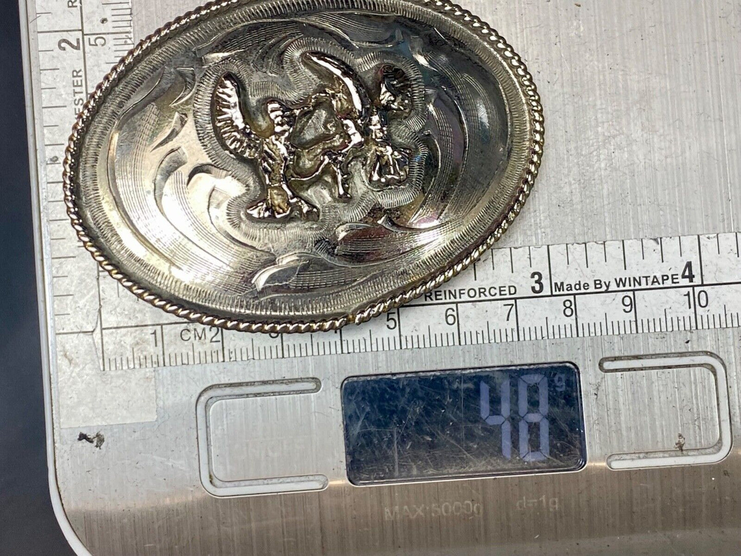 Vintage Fighting Hunting Birds?  Pre loved two tone western belt buckle  Repair