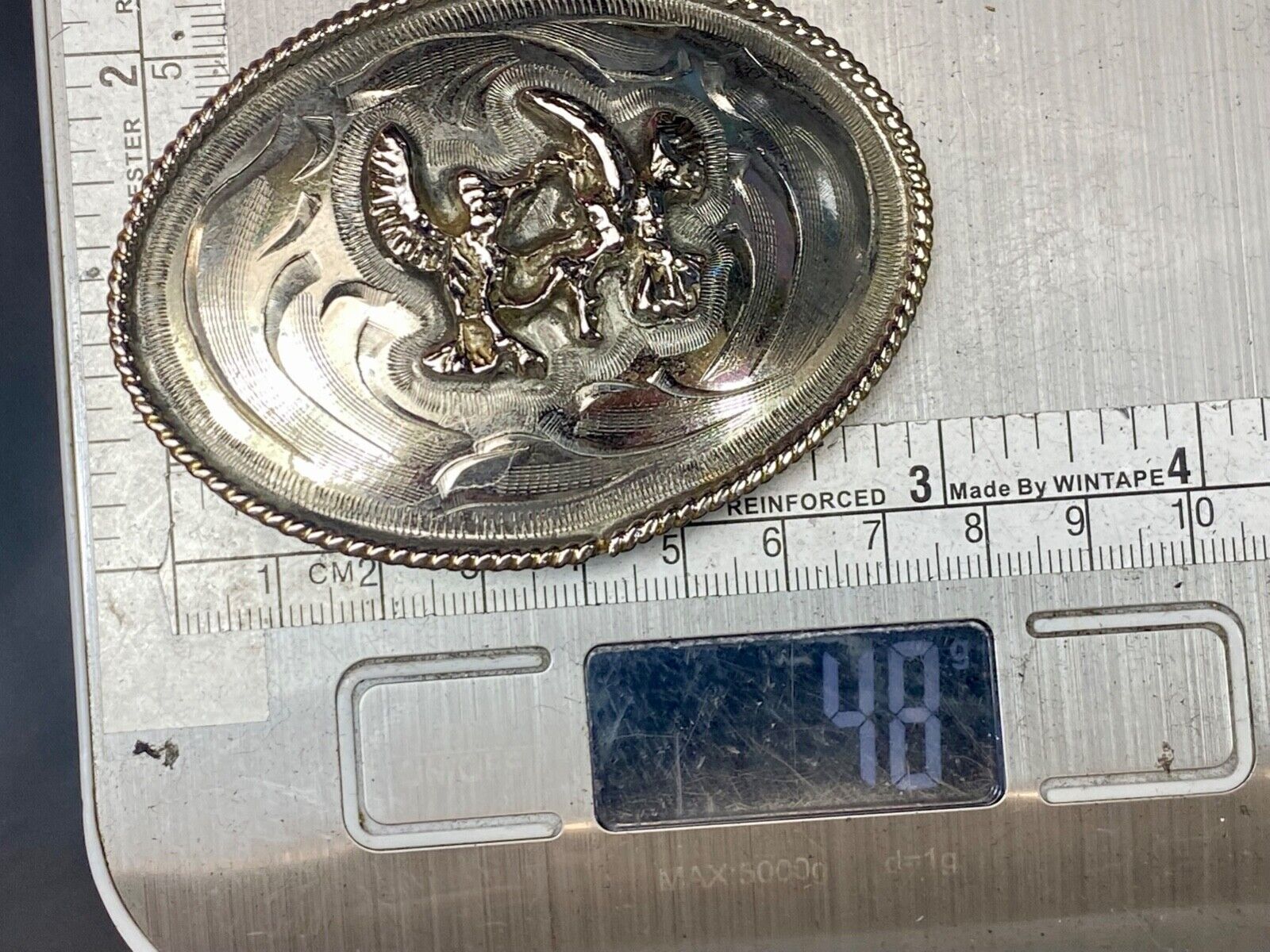 Vintage Fighting Hunting Birds?  Pre loved two tone western belt buckle  Repair