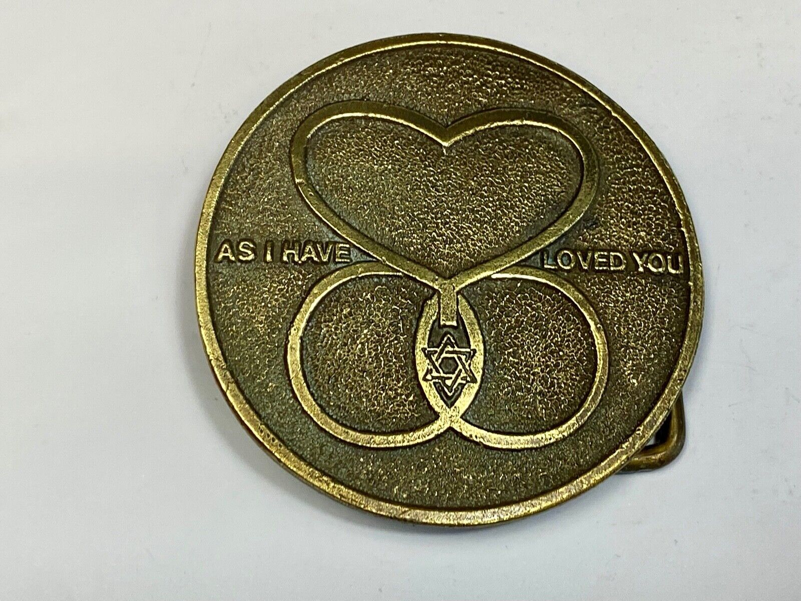 Vintage As I Have Loved You Heart Star Of David Belt Buckle