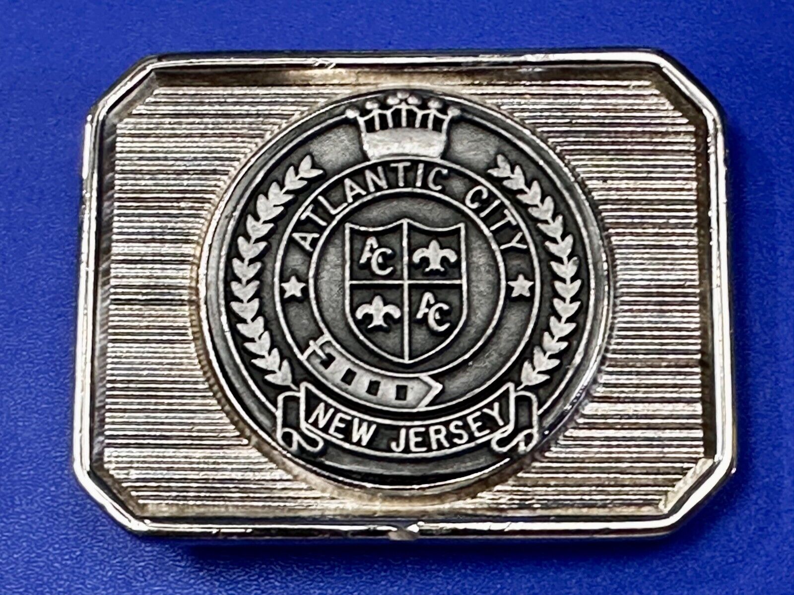 Atlantic City New Jersey State Seal Commemorative Belt Buckle Made in Usa