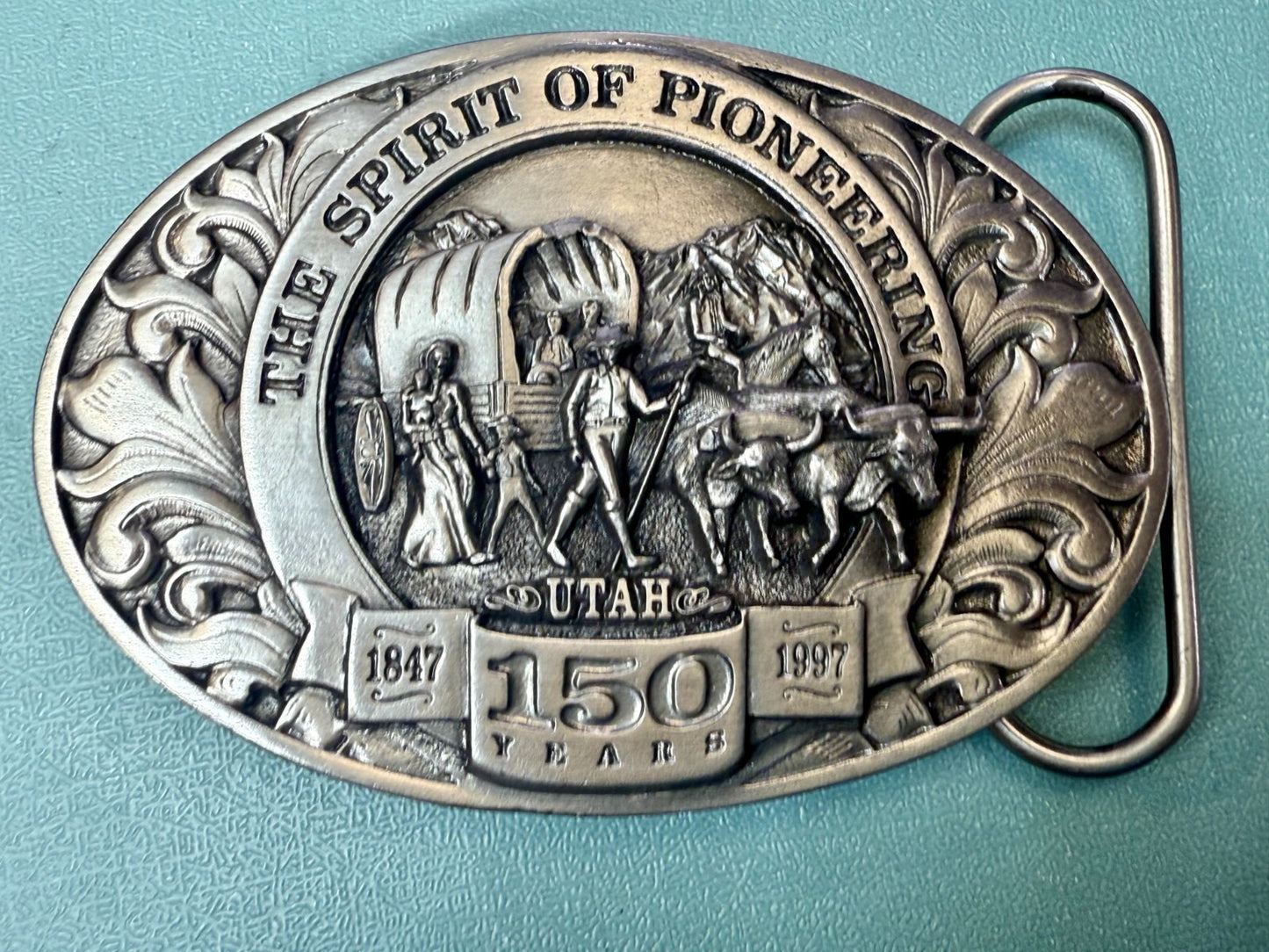 Utah State The Spirit of Pioneering 150 years Vintage Ring Masters Belt Buckle