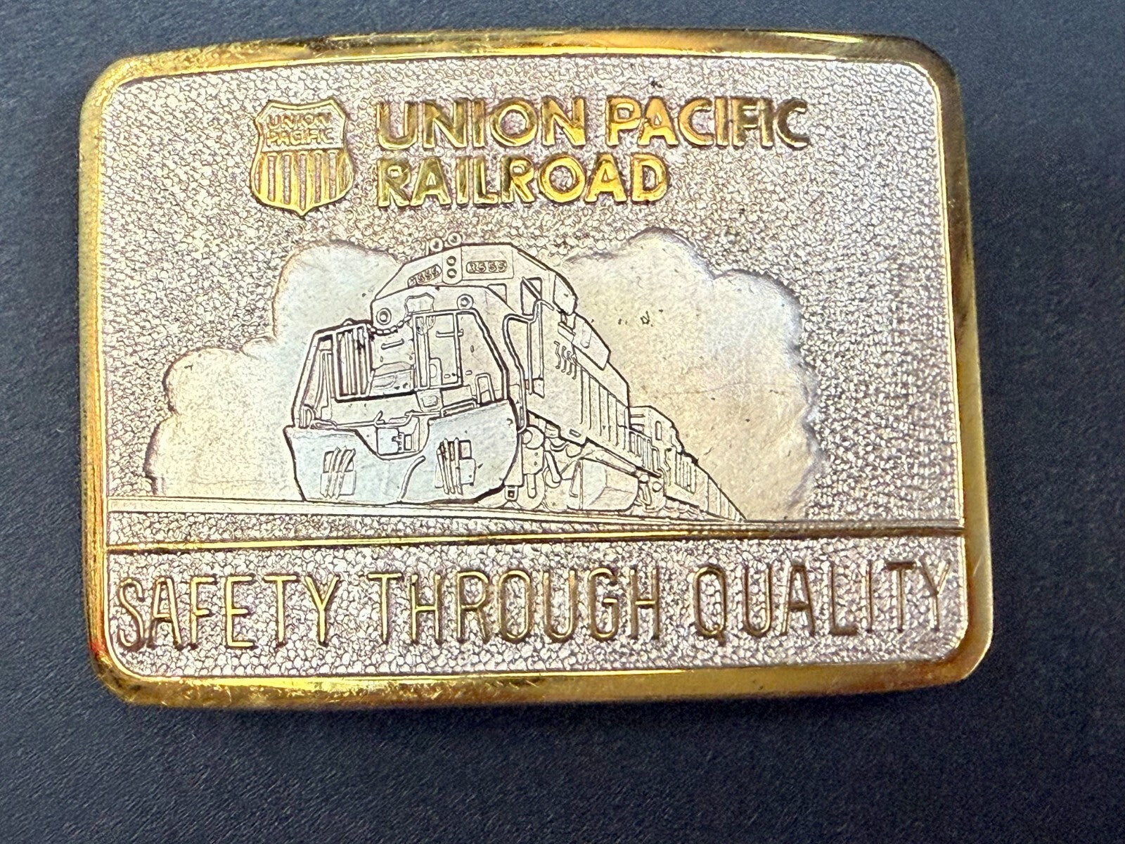 Union Pacific Railroad Safety Through Quality Award Belt Buckle by Stotts 
