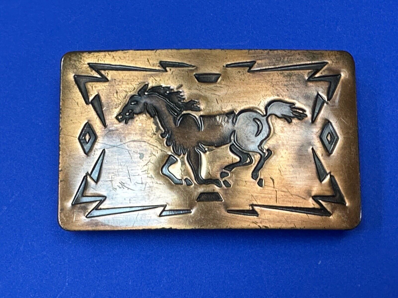 Vintage Chambers Copper Horse Belt Buckle Made in U.S.A.￼ Rare see pictures!