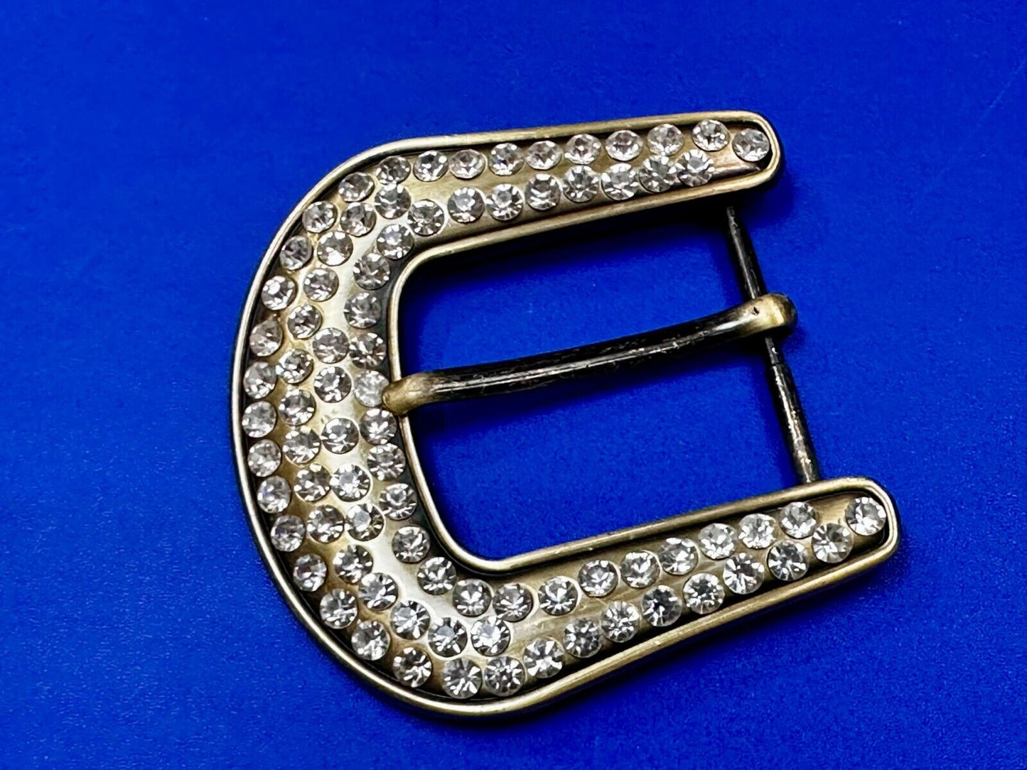 5 Lot Large Rhinestone Covered Ranger Style Gold Color NOS Western Belt Buckle