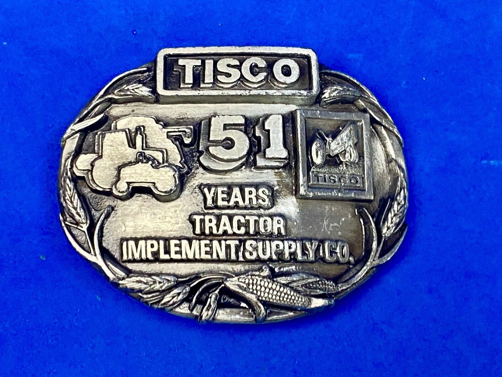 Vtg. Tisco Tractor Implement Supply Agriculture Farm Farming 51 Year Belt Buckle