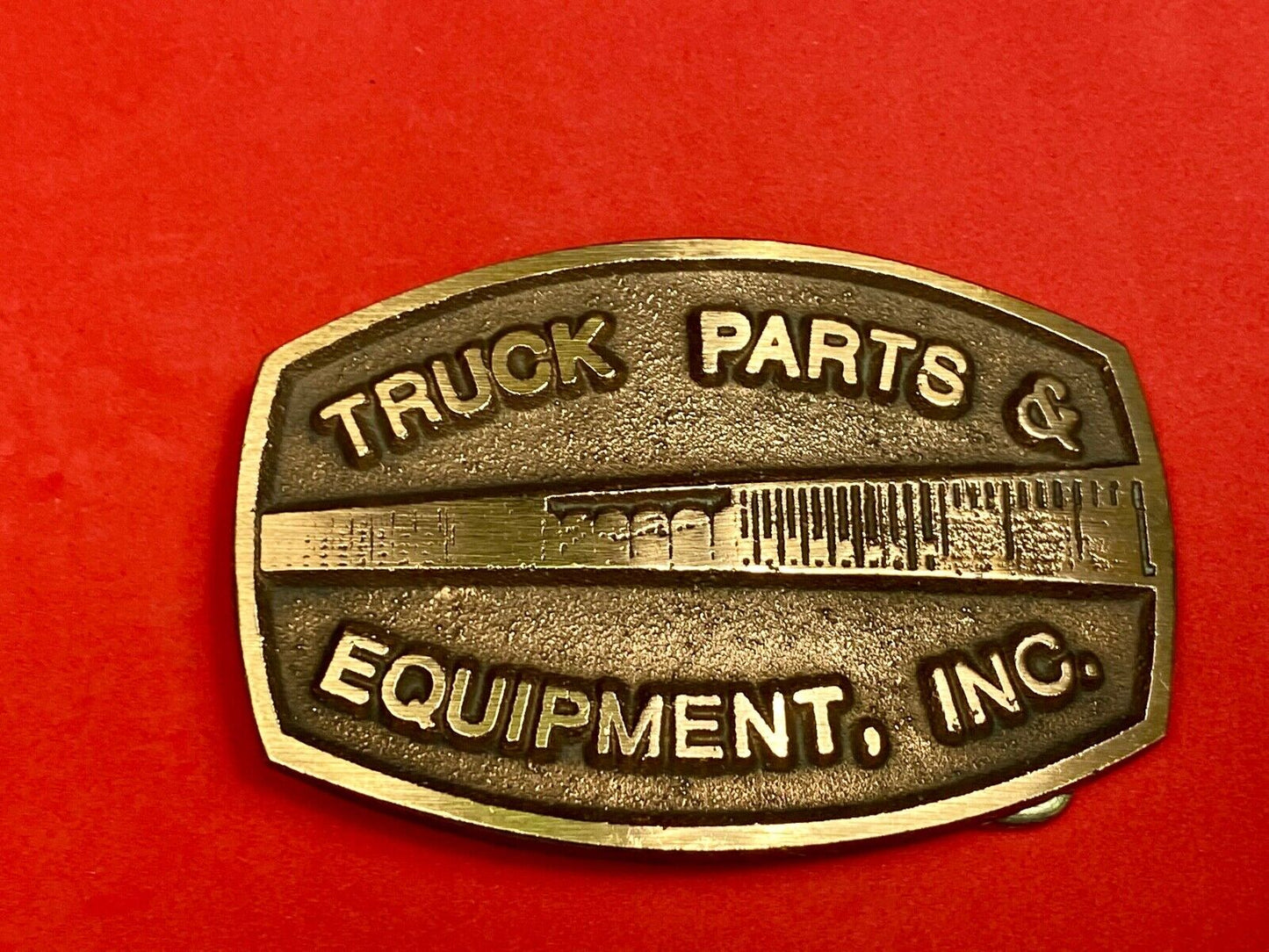 Truck Parts And Equipment Vintage Brass Tone? Belt Buckle
