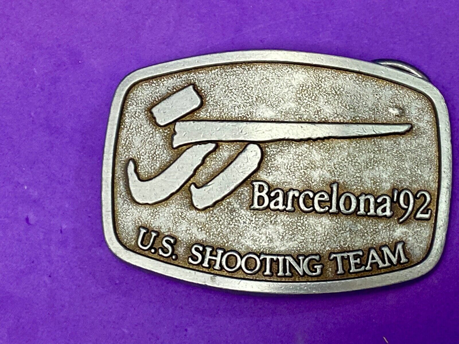 Vintage 1992 US Olympic Shooting Team BELT BUCKLE Barcelona 
