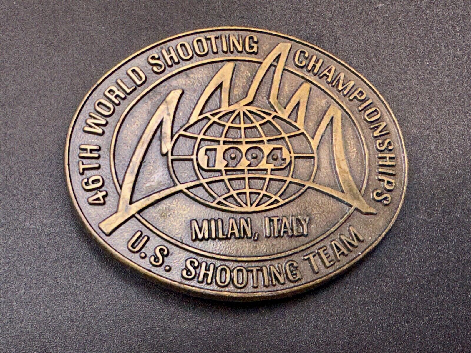 46th Wold Shooting Championships  Milan Italy USA shooting team belt buckle