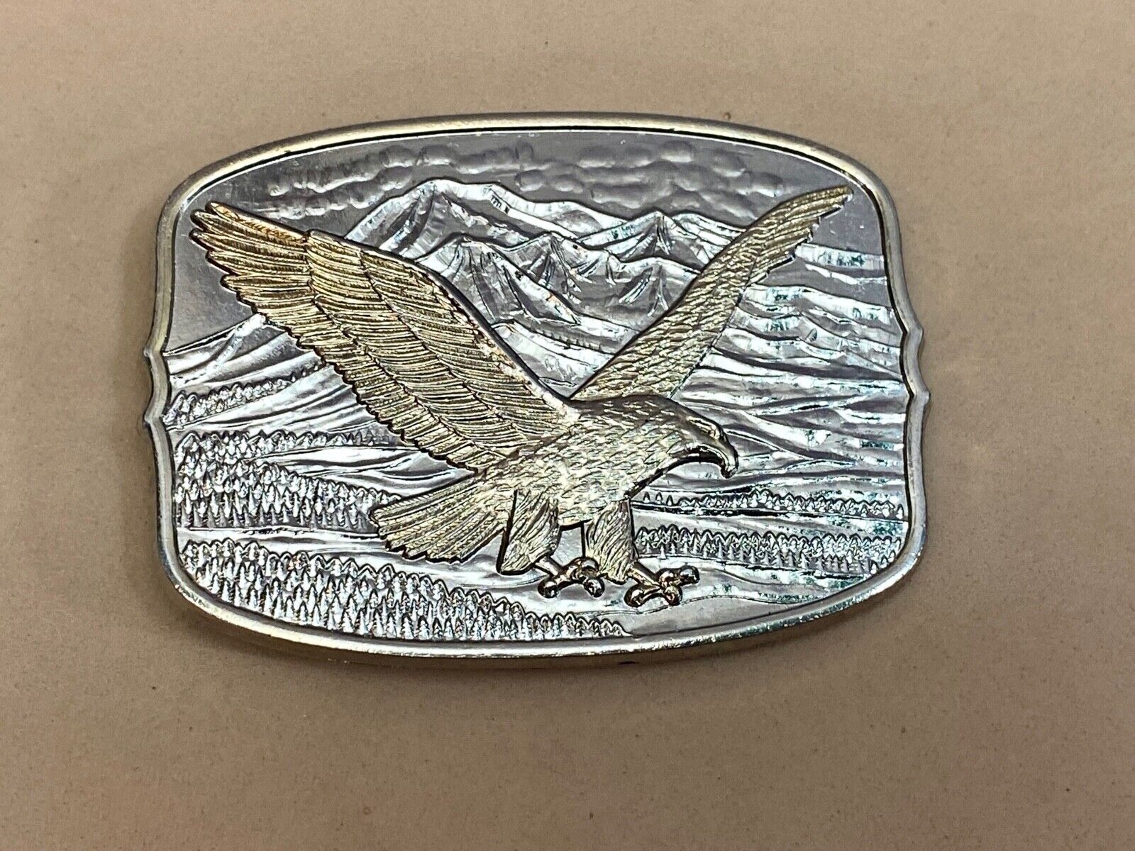 American Eagle Against Mountains Metal Numbered Belt Buckle Country Western