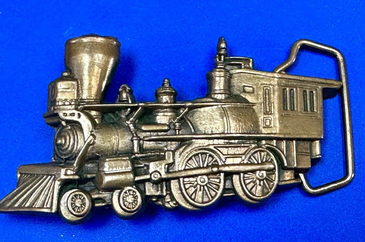 Train Rail Road Steam Engine vintage 1978 solid brass Baron Buckles belt buckle
