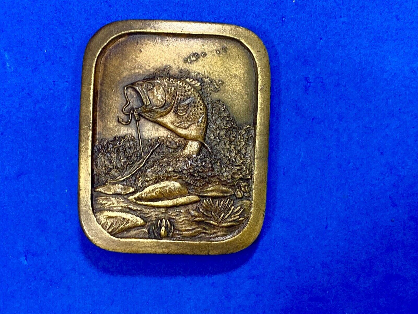 Vintage 1976  Freshwater Fishing- Jumping Bass On Hook Belt Buckle  Perfect Gift