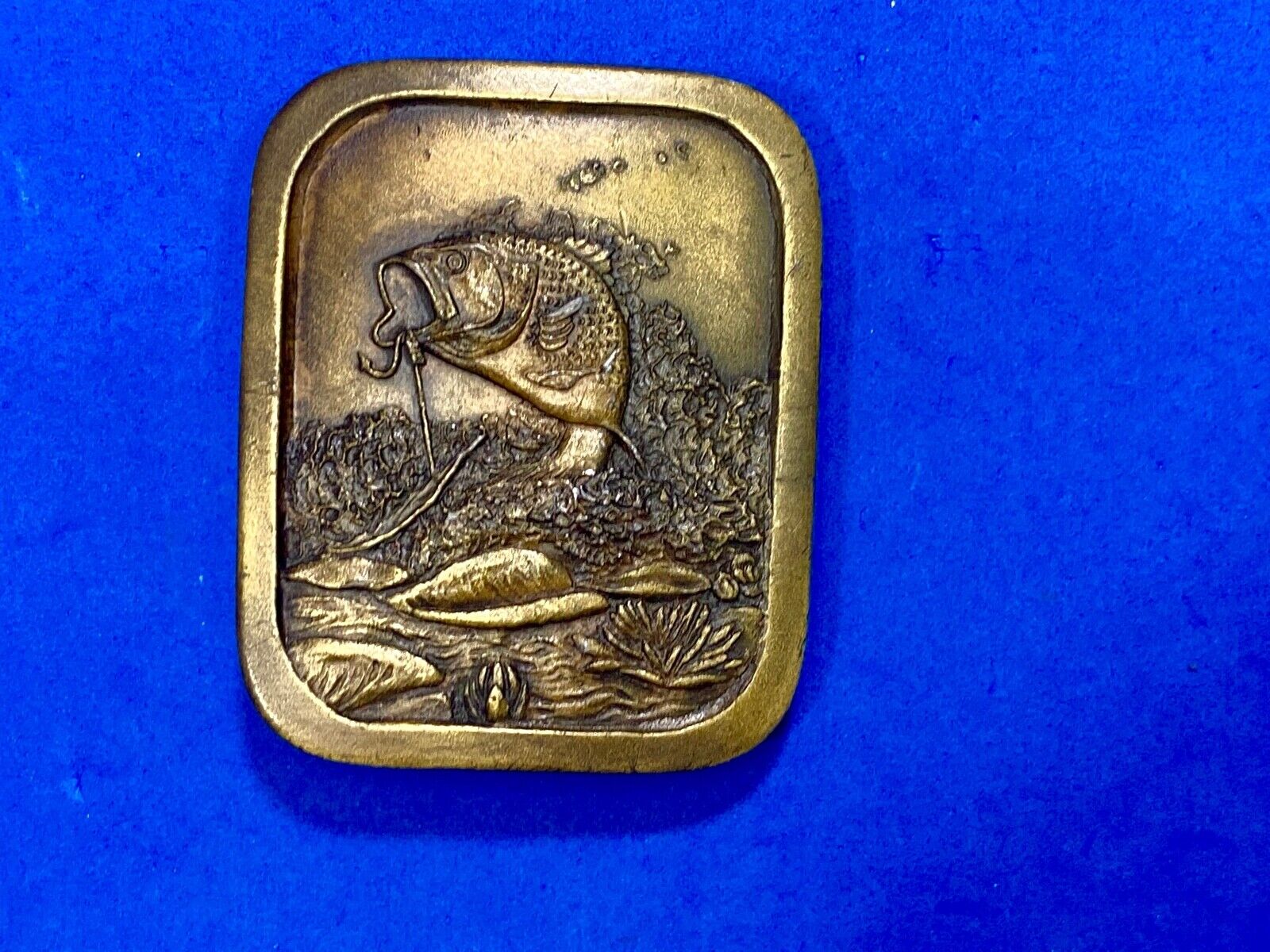 Vintage 1976  Freshwater Fishing- Jumping Bass On Hook Belt Buckle  Perfect Gift