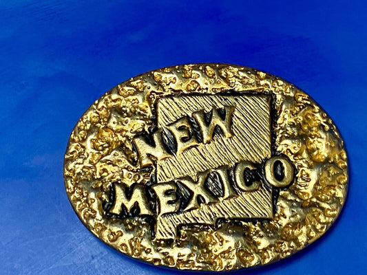 The Great State Of New Mexico Gold Tone Chunky Vintage Belt Buckle