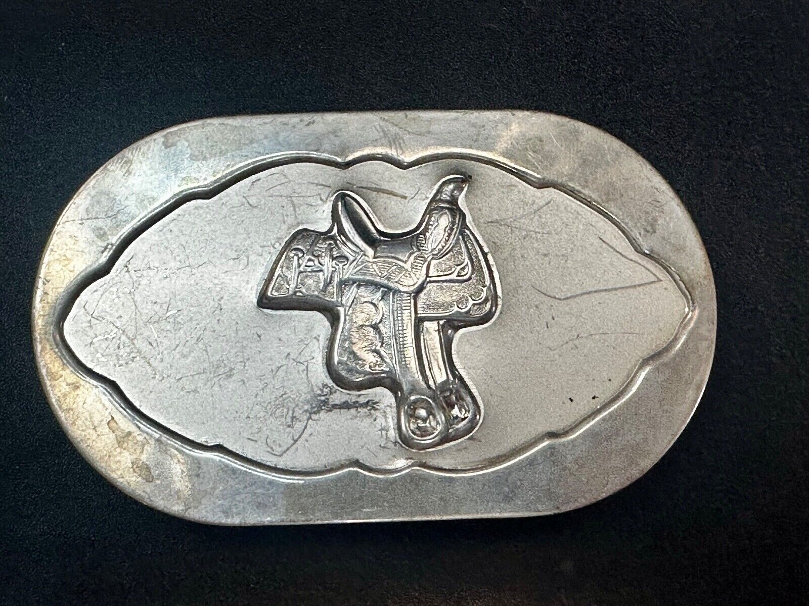 Vintage horse saddle used Belt Buckle to restore