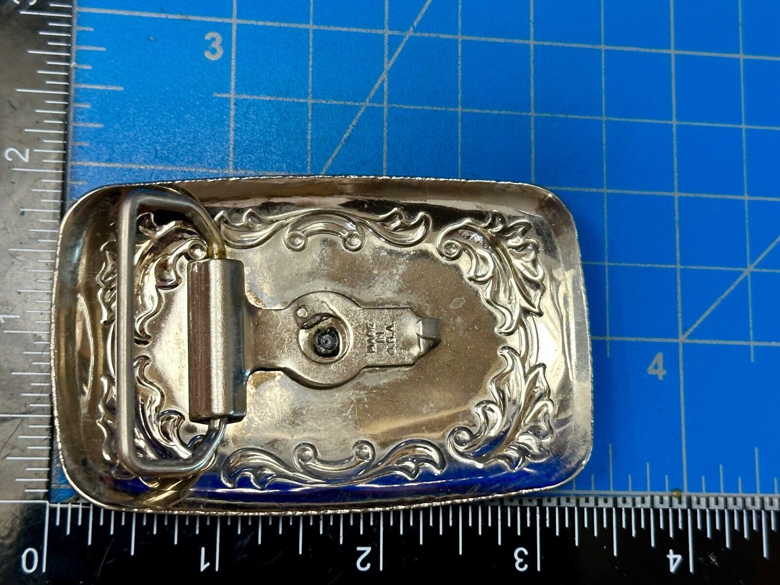 USA made Dancing Couple County Line Square Style Vintage TwoTone Belt Buckle