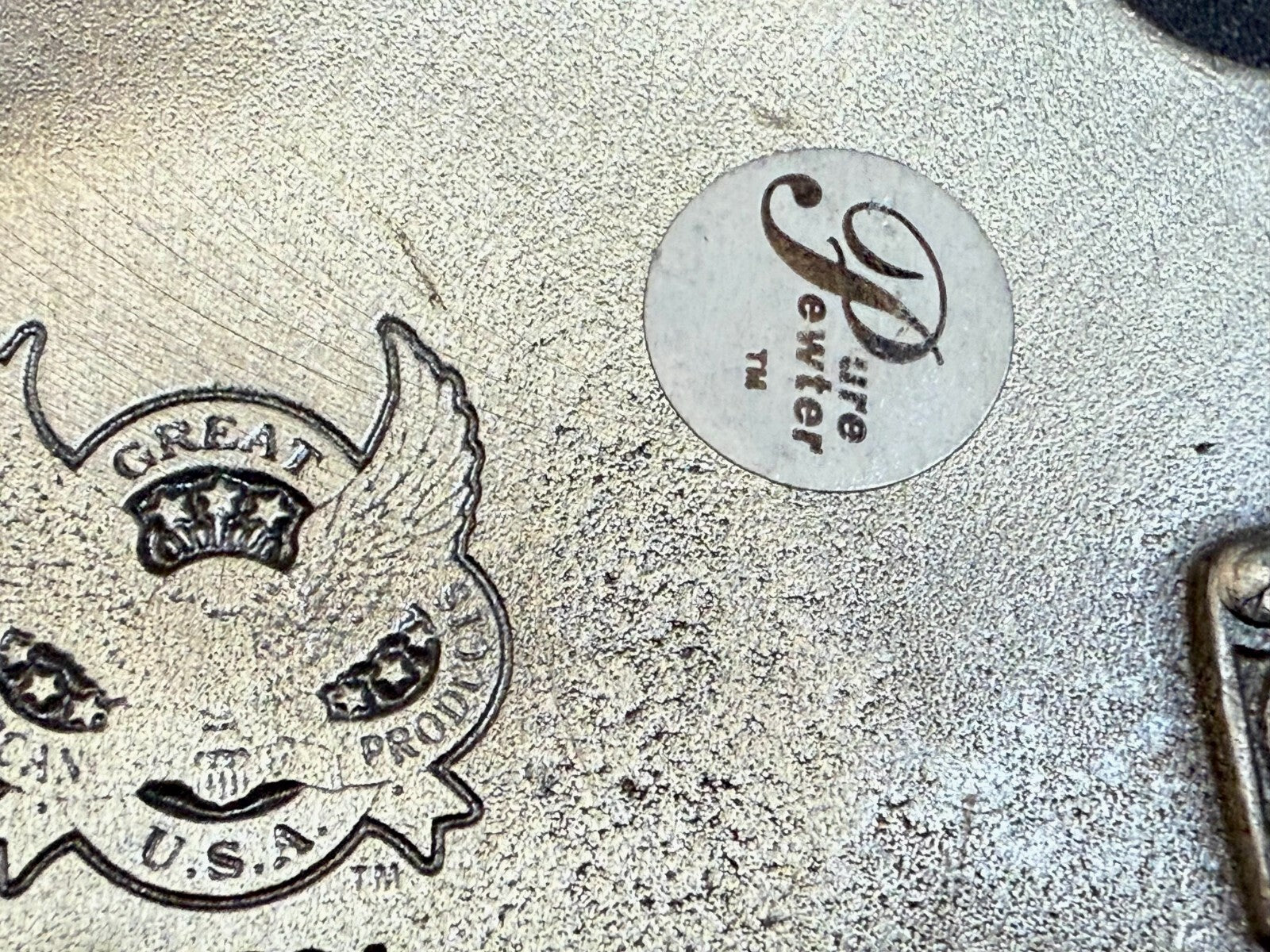 BKE Custom Letters?  Centerpiece on Vintage Fine Pewter 2004 Belt Buckle