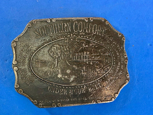 Vintage 70S Southern Comfort "Under Your Belt" Belt Buckle Brass Whiskey