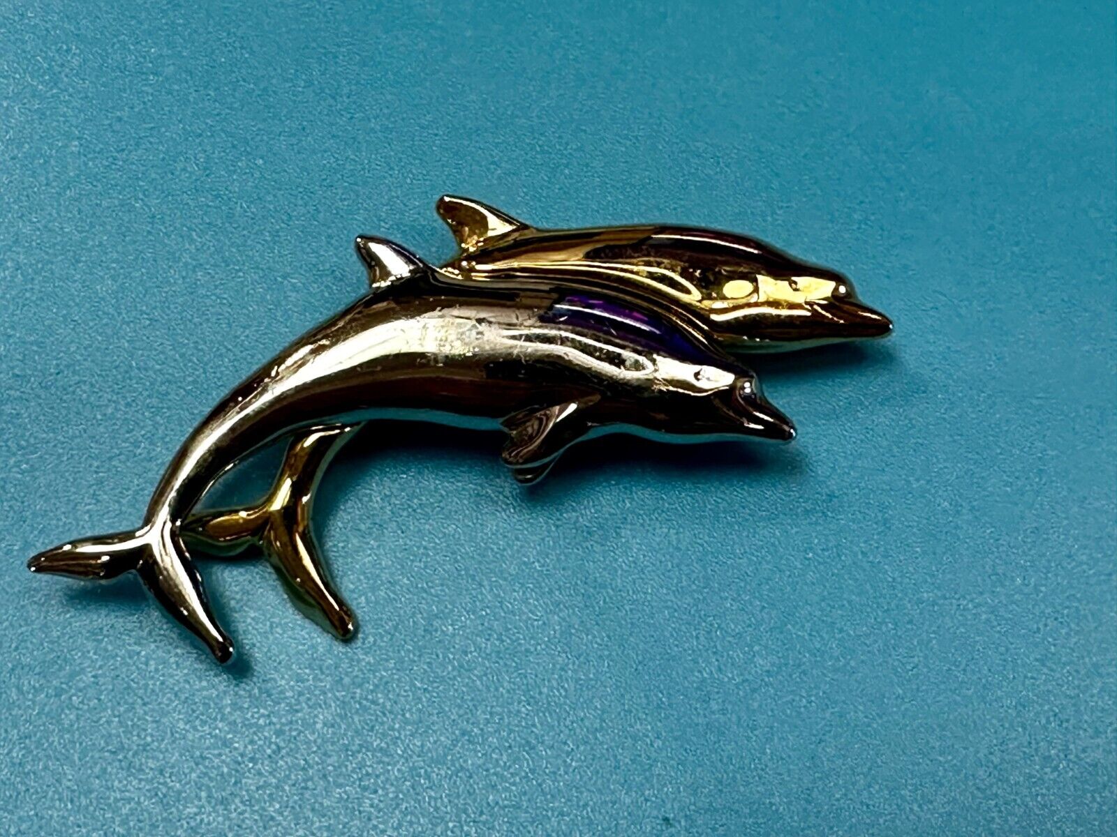 Two Dolphin's Figural Silver & Gold Tone Vintage Brooch Pin by Liz Claiborne