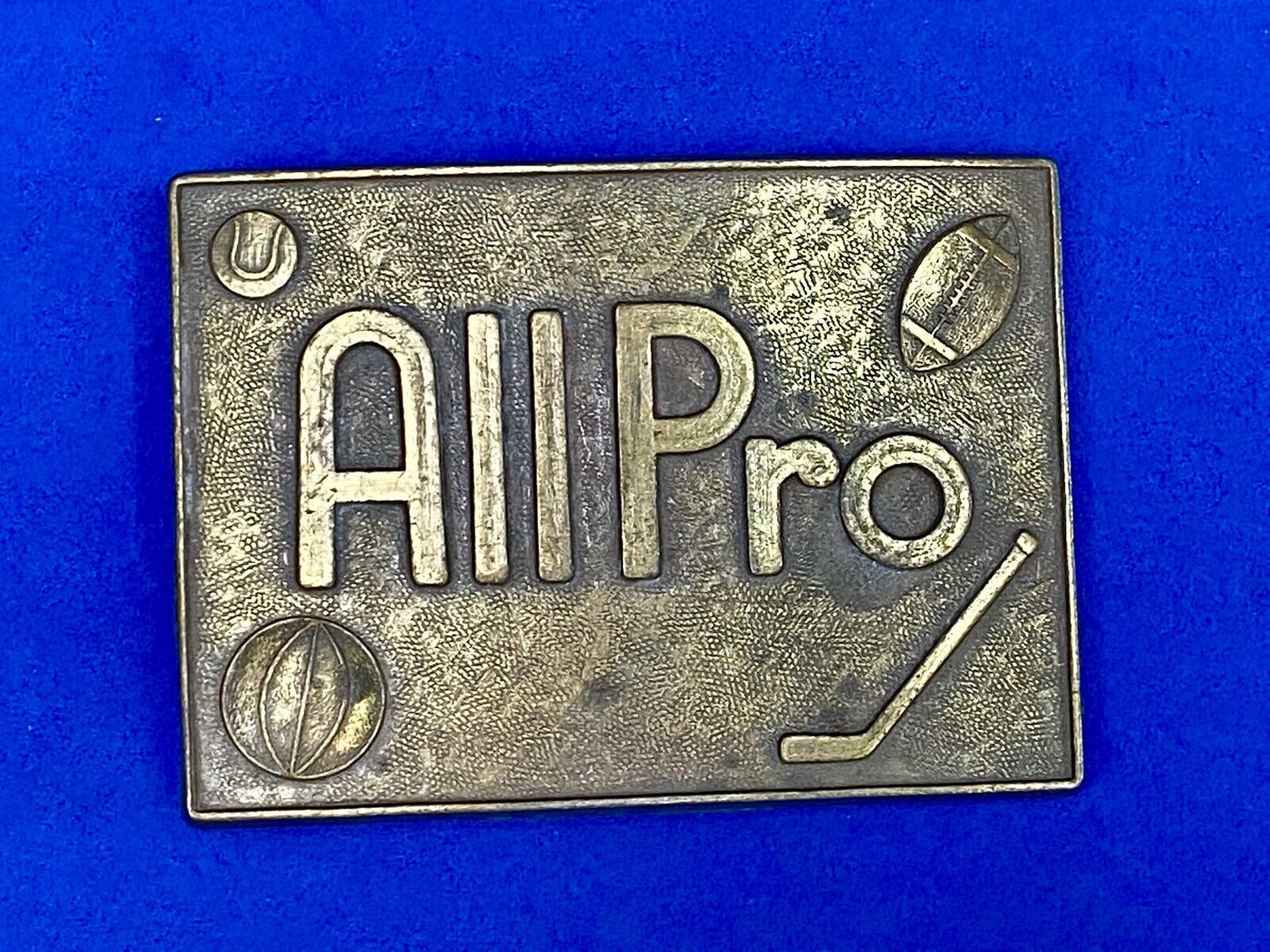 All Pro Hockey Basketball Golf Football Brass Tone Belt Buckle 