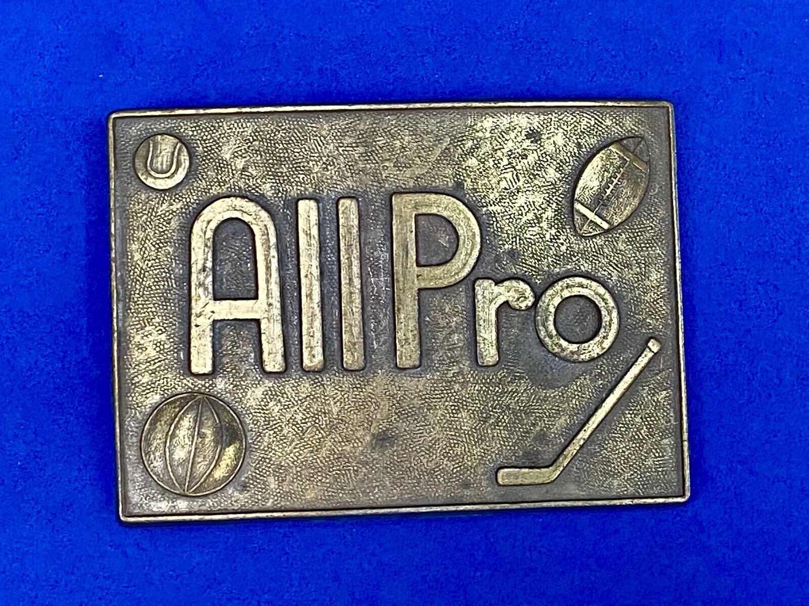 All Pro Hockey Basketball Golf Football Brass Tone Belt Buckle 