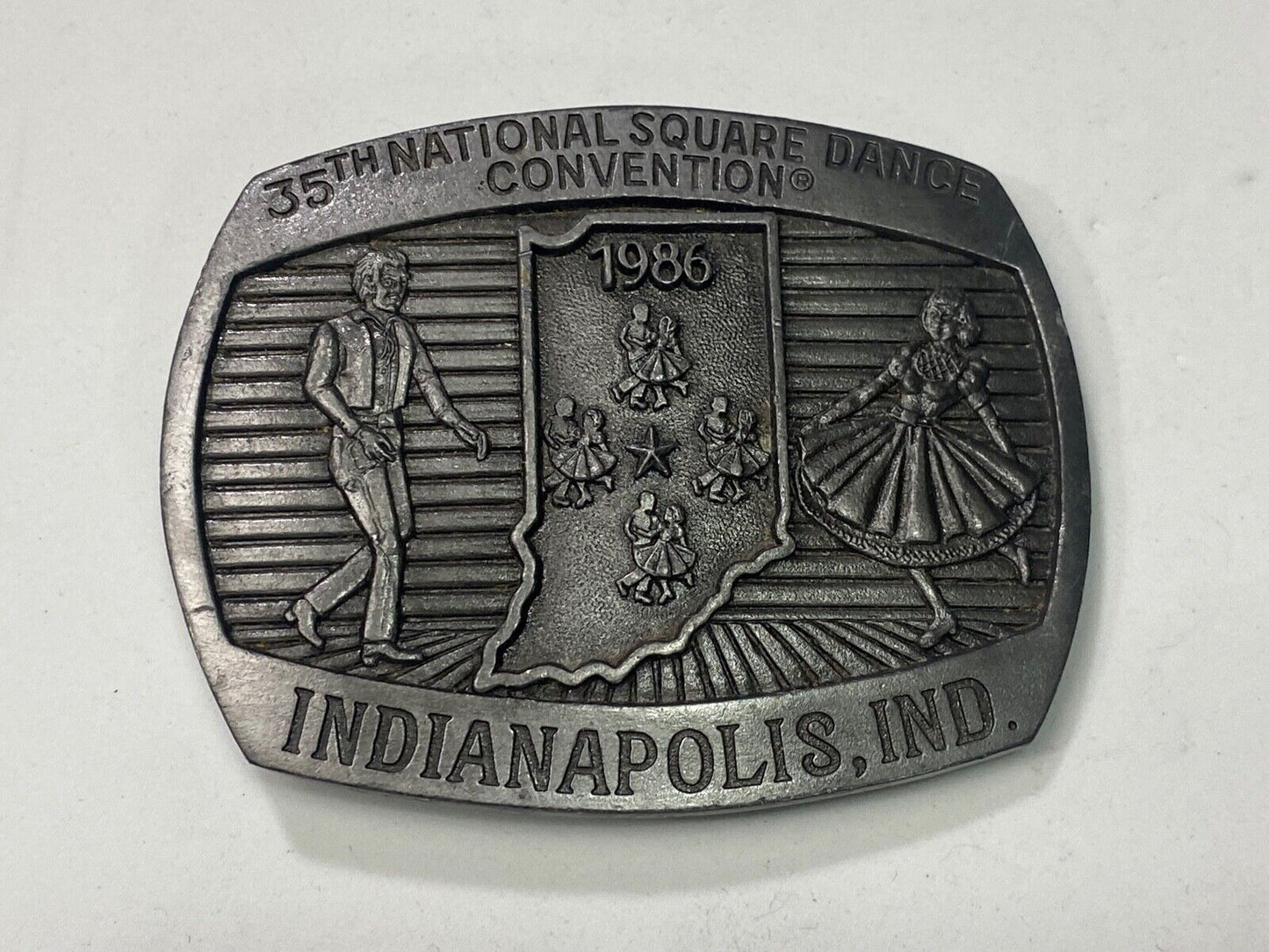 35Th National Square Dance Convention 1986 Indianapolis In Western Belt Buckle 