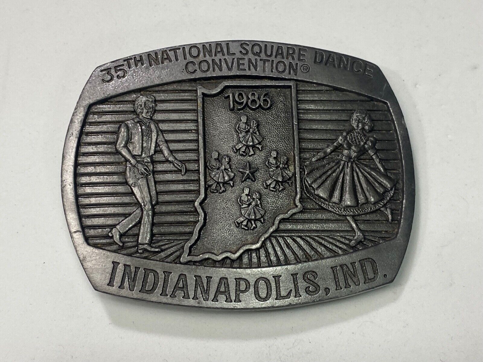 35Th National Square Dance Convention 1986 Indianapolis In Western Belt Buckle 