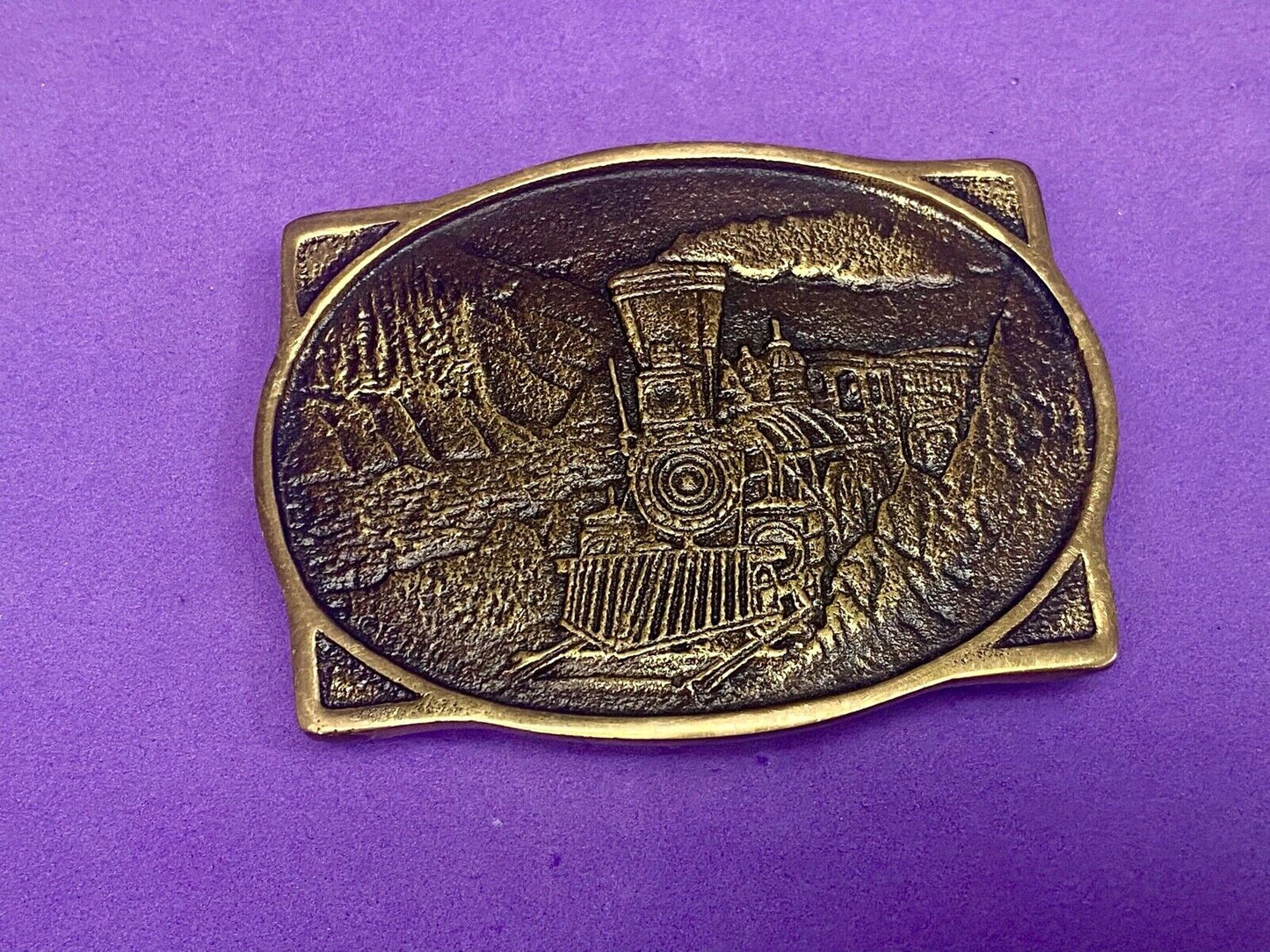Vintage 1976 American Rr Railroad Solid Brass Train Belt Buckle Heritage Mint 