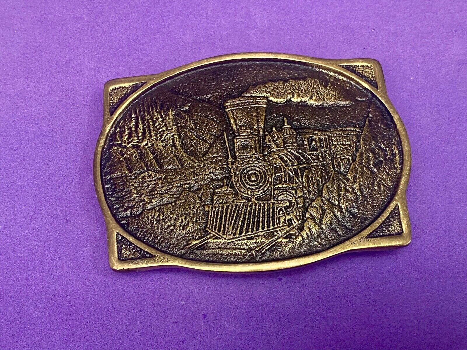 Vintage 1976 American Rr Railroad Solid Brass Train Belt Buckle Heritage Mint 