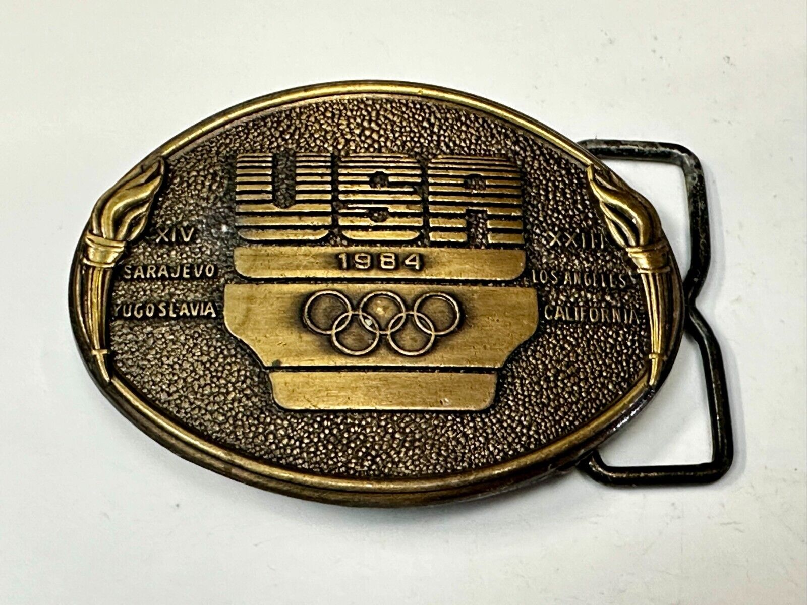 1984 USA Olympics Los Angeles California Vintage Commemorative Belt Buckle