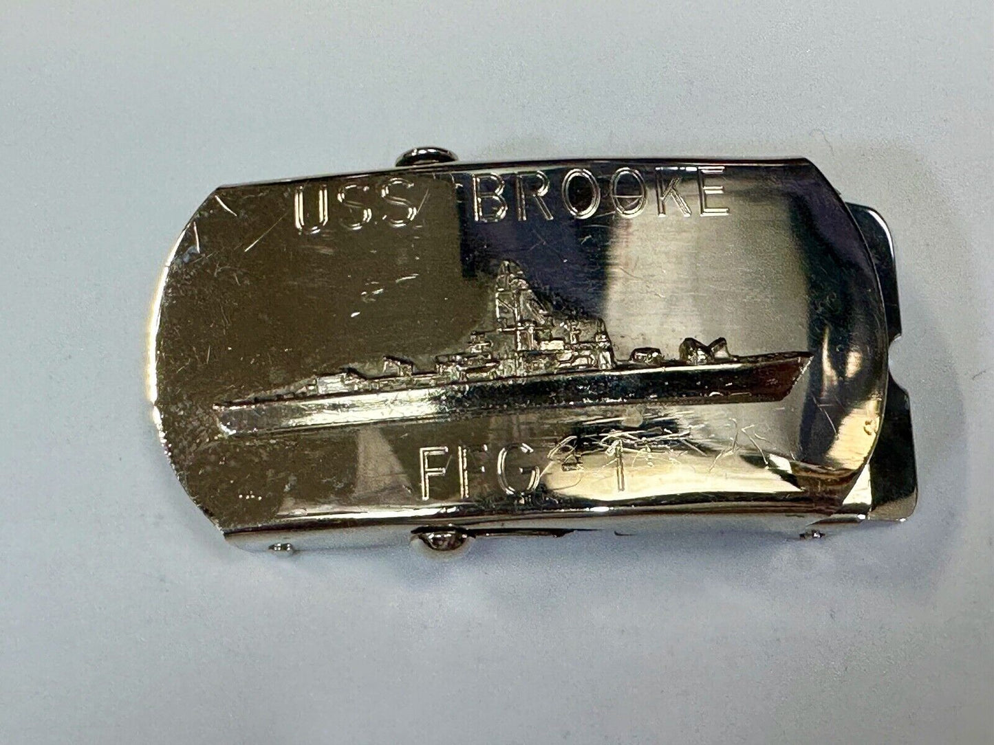 USS Broke FFG  - guided missile frigate United States Navy boat belt buckle