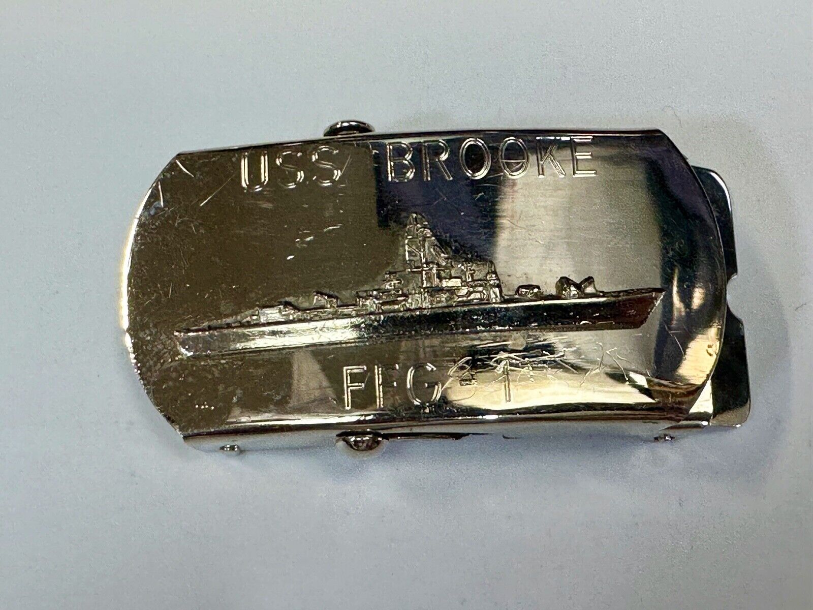 USS Broke FFG  - guided missile frigate United States Navy boat belt buckle