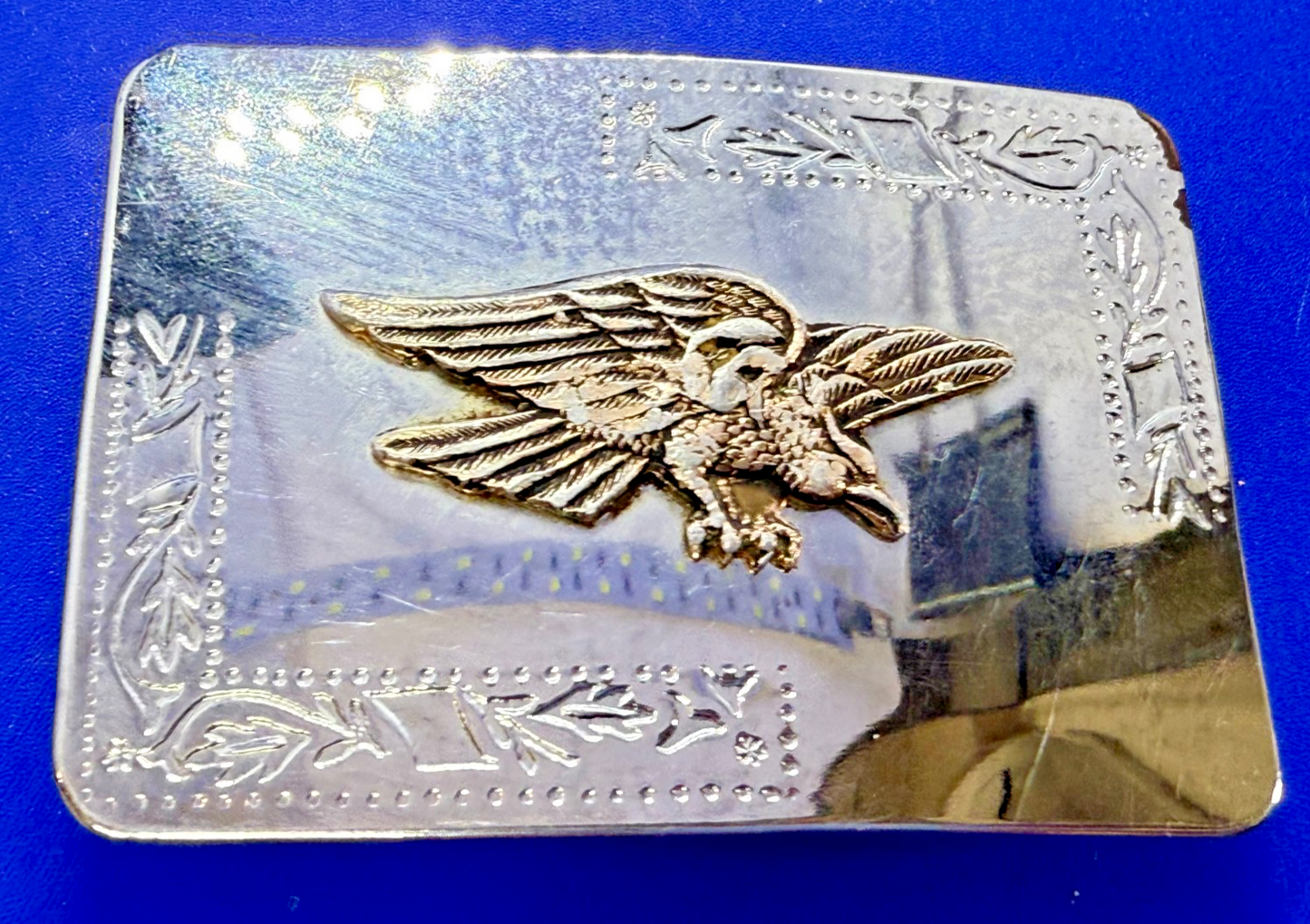 American Eagle Flying Diving Hunting Two Tone Mirrored Western Style Belt Buckle