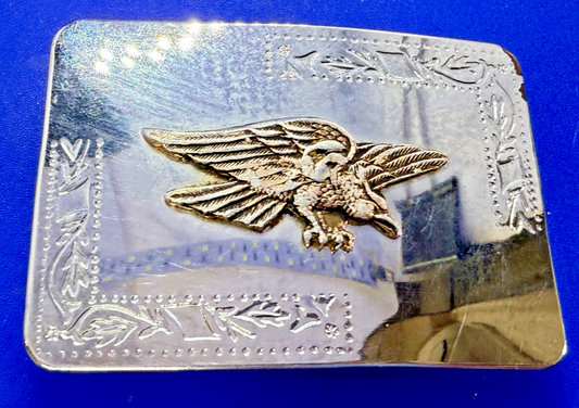 American Eagle Flying Diving Hunting Two Tone Mirrored Western Style Belt Buckle