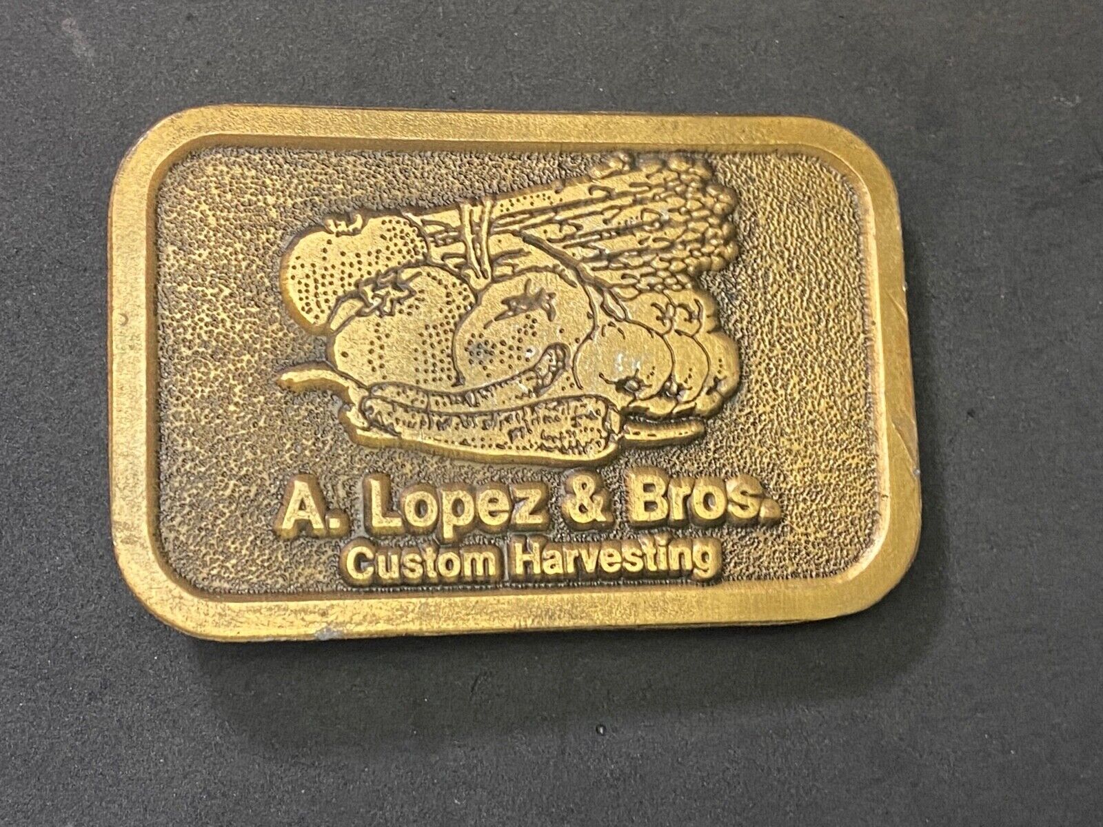 A Lopez And Bros - Custom Harvesting Farming Farm Agriculture Belt Buckle 