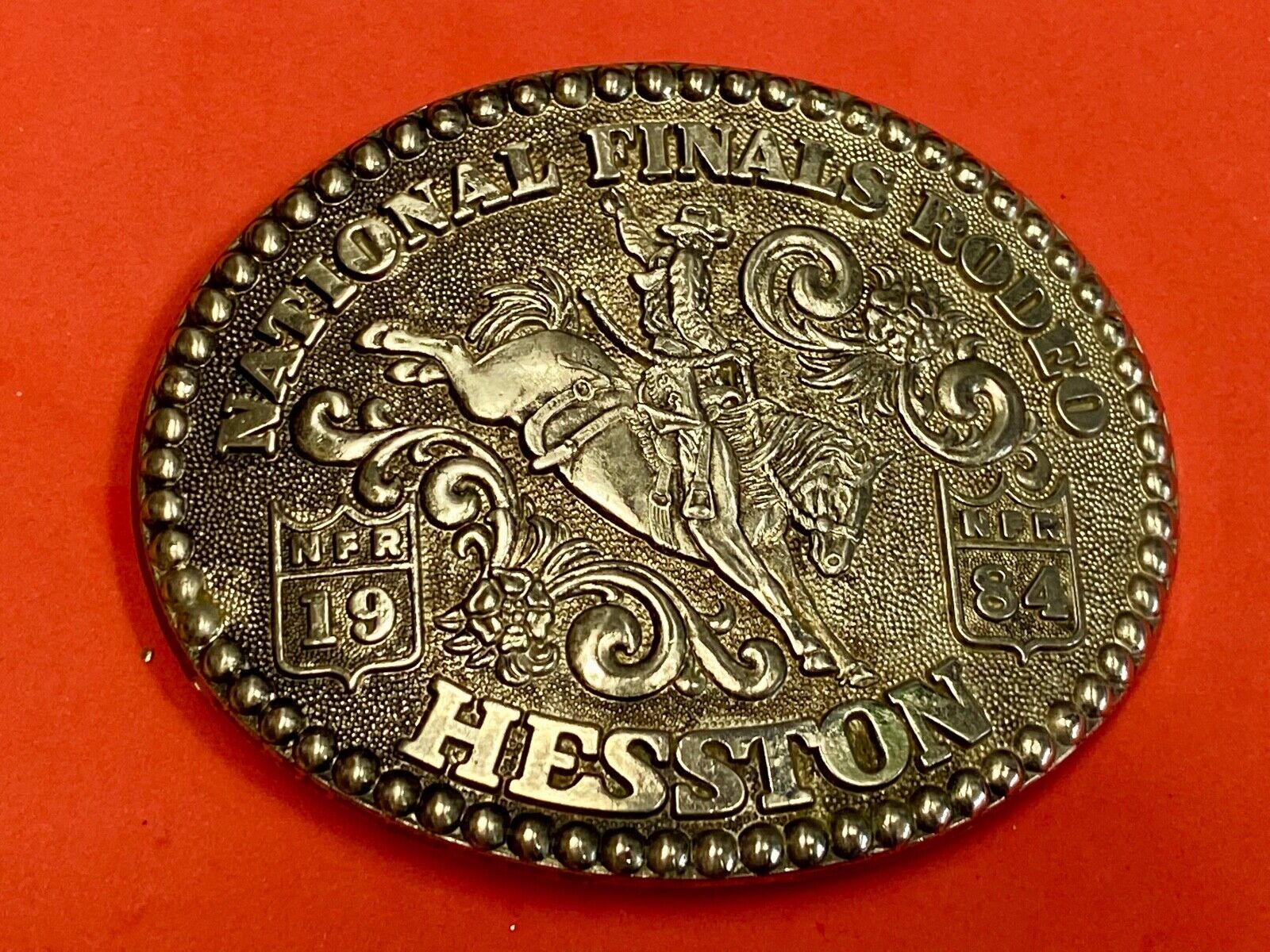 1984 Adult Size Nfr National Finals Rodeo Belt Buckle By Fred Fellows