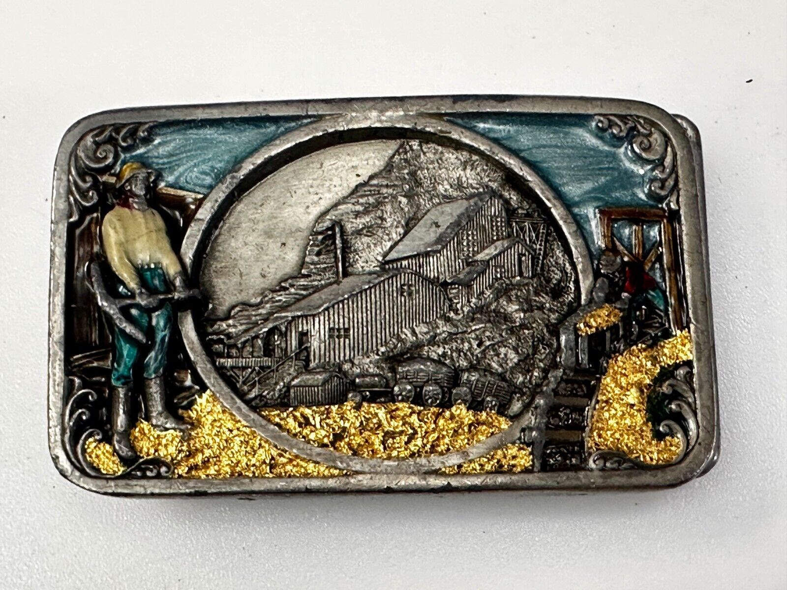 Underground Miners Processing Mill Historical Vintage 1983 Siskiyou Belt Buckle