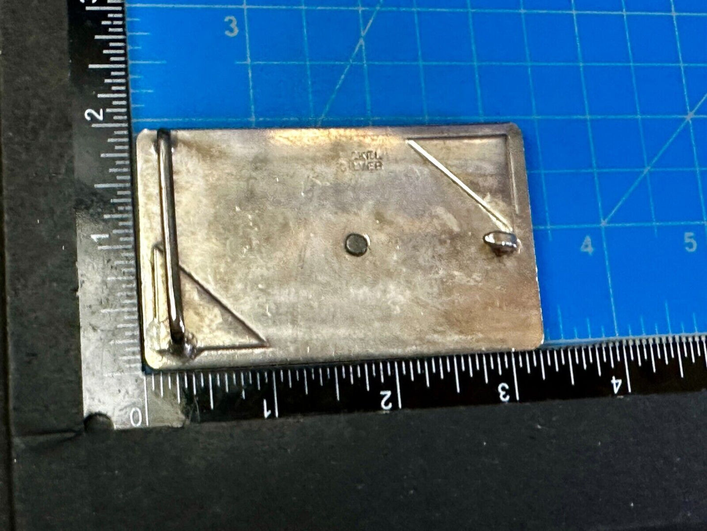 Vintage Horse Head on Nickel Silver Rectangular Belt Buckle