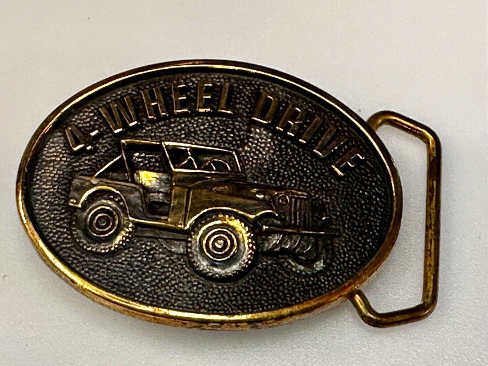 4-Wheel Drive ( Jeep ) 4x4 Off Road Solid Brass Vintage 1978 Belt Buckle by BTS