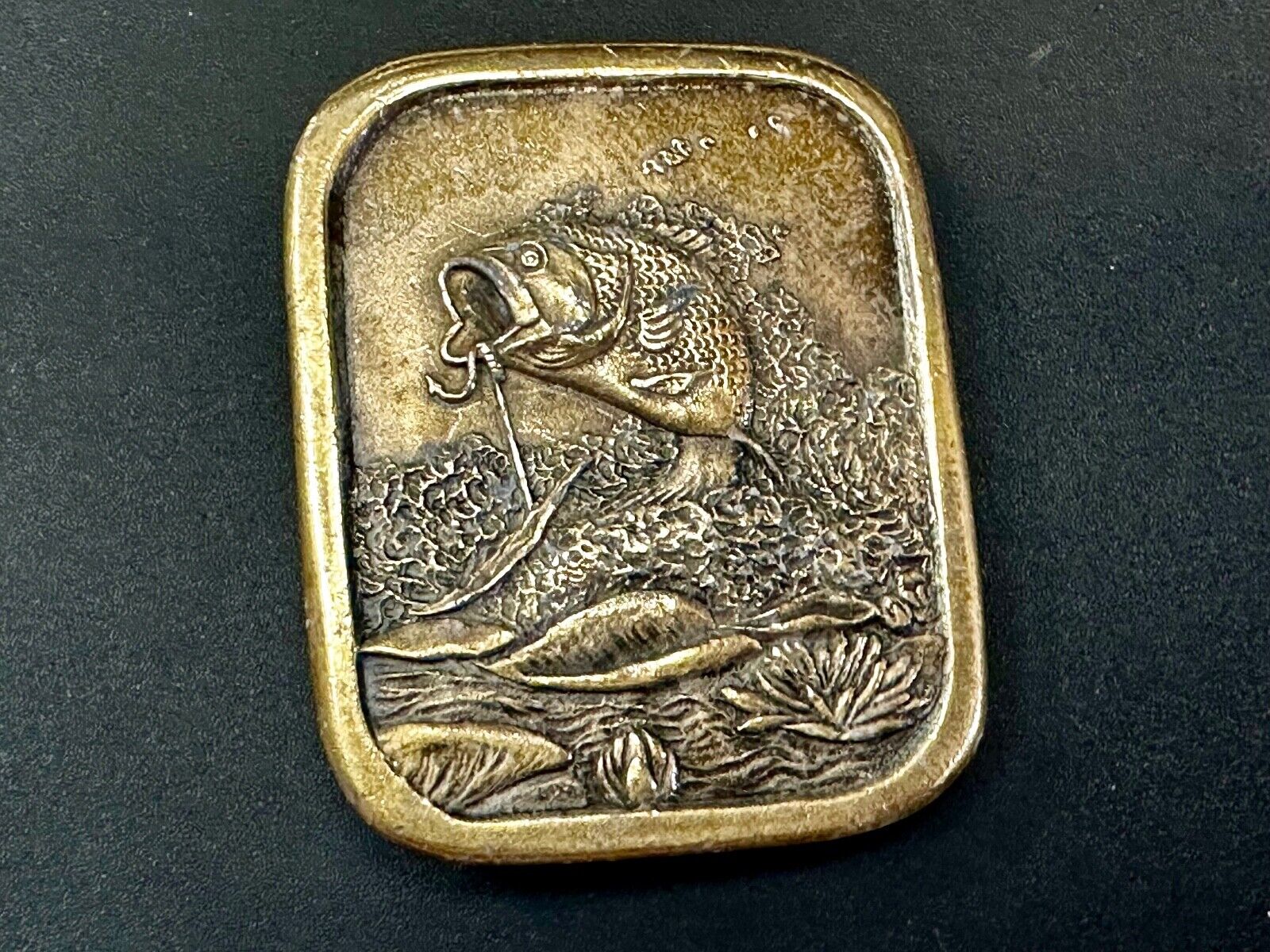 Bass Sport Fishing Vintage 1976 Indiana Metal Craft Belt Buckle