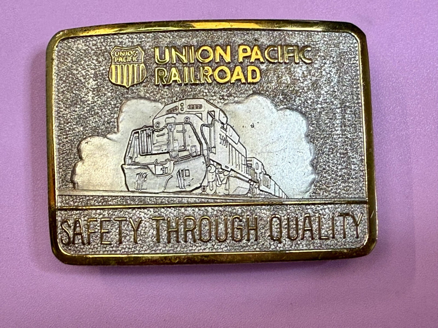 Union Pacific Railroad Safety Through Quality Award Belt Buckle by Stotts 