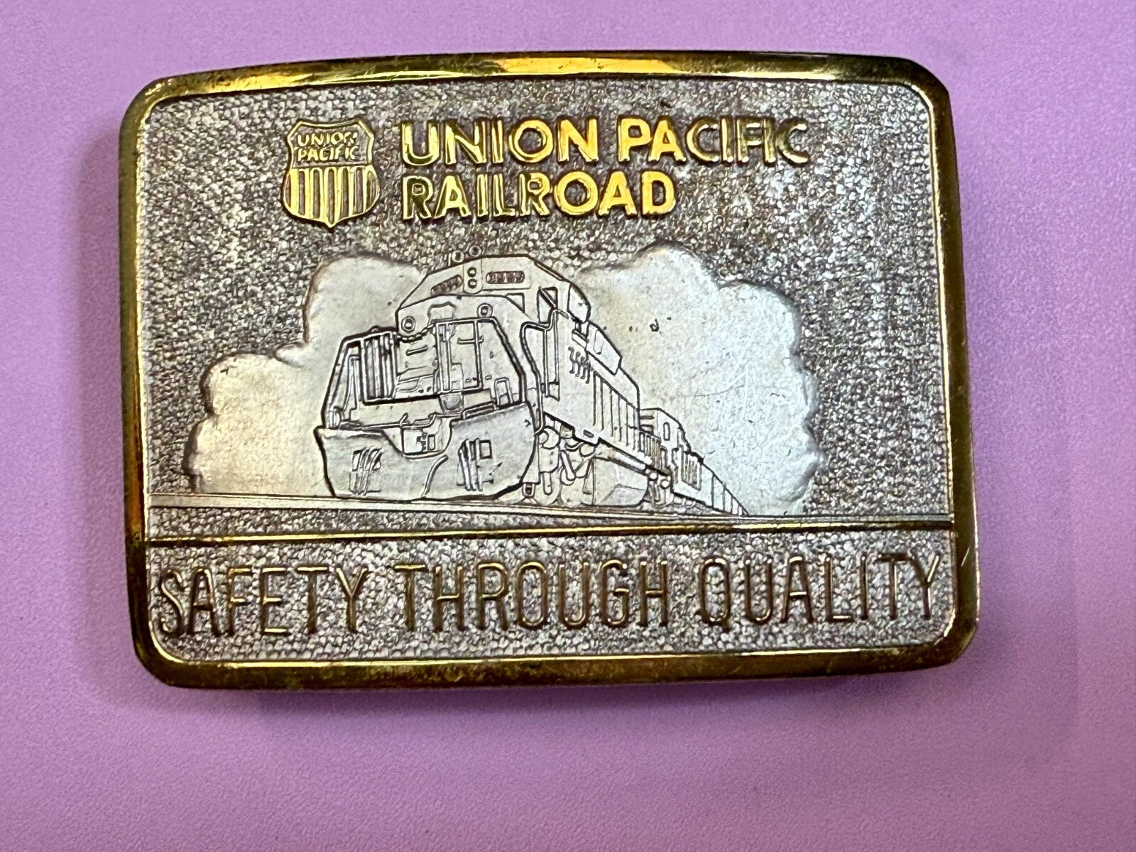 Union Pacific Railroad Safety Through Quality Award Belt Buckle by Stotts 