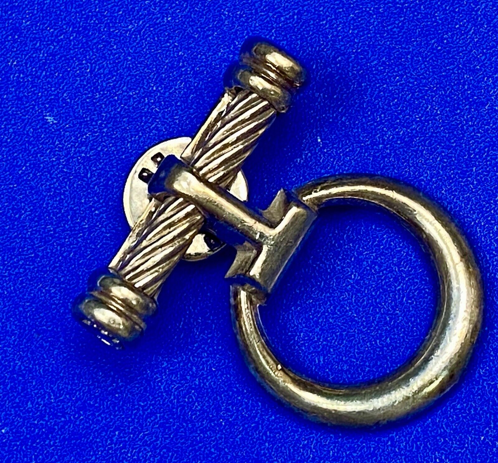 Vintage Cylinder & Round Door Knocker? Stirrup? Sterling Silver 925 Brooch