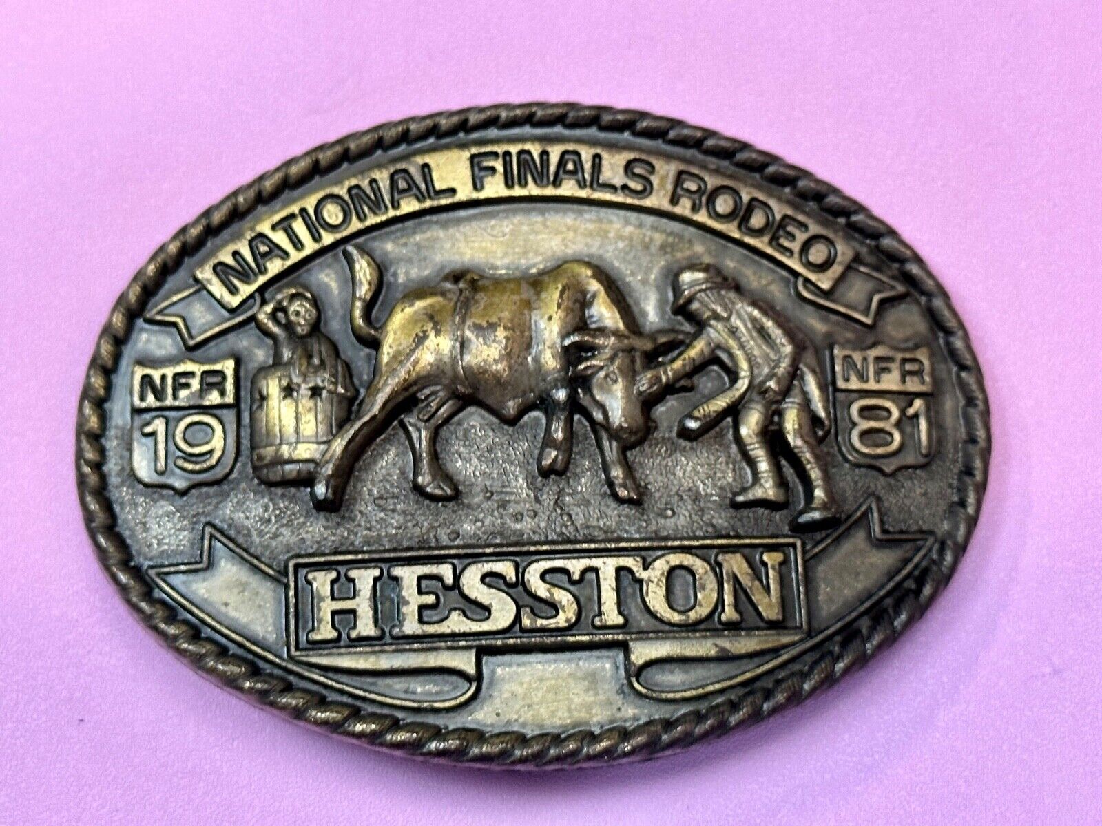 1981 Hesston National Finals Rodeo NFR Collectors Rodeo Cowboy Belt Buckle