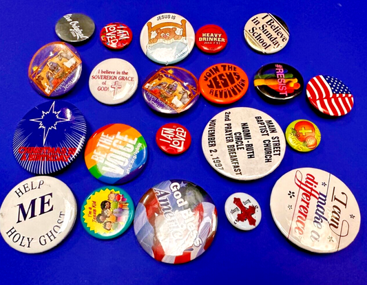 20 Religious Button Pins Pinbacks Mixed Lot Grab Bag Resale Gifts!