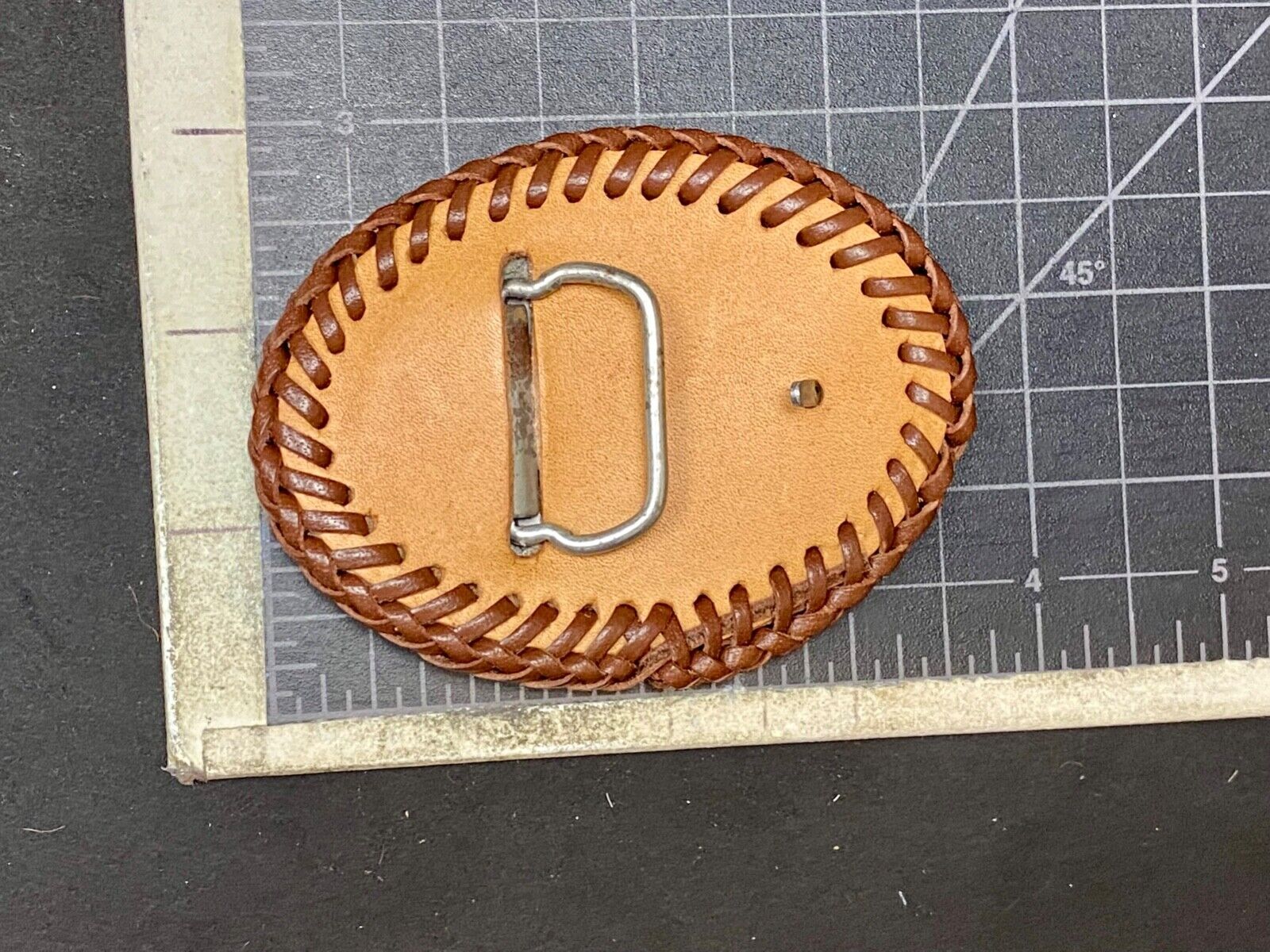 Vintage Cowboy Hat On Hand Stitched Leather Western Oval Belt Buckle