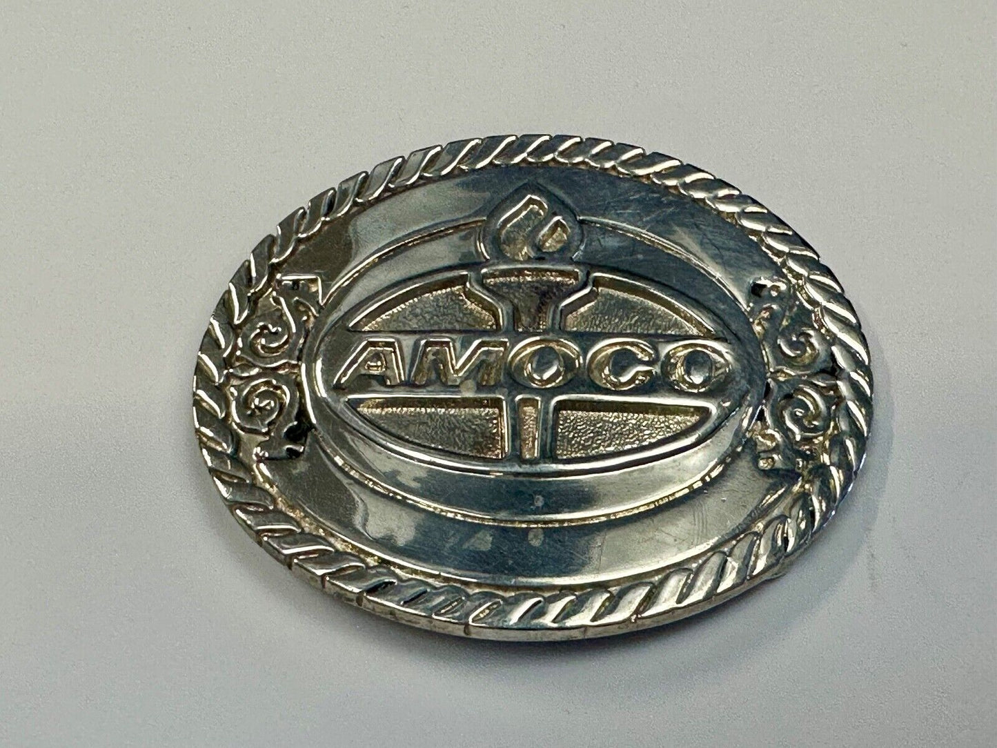 Amoco Oil Gas Mining Fuel Company logo Vintage 1981 belt buckle by by OC tanner